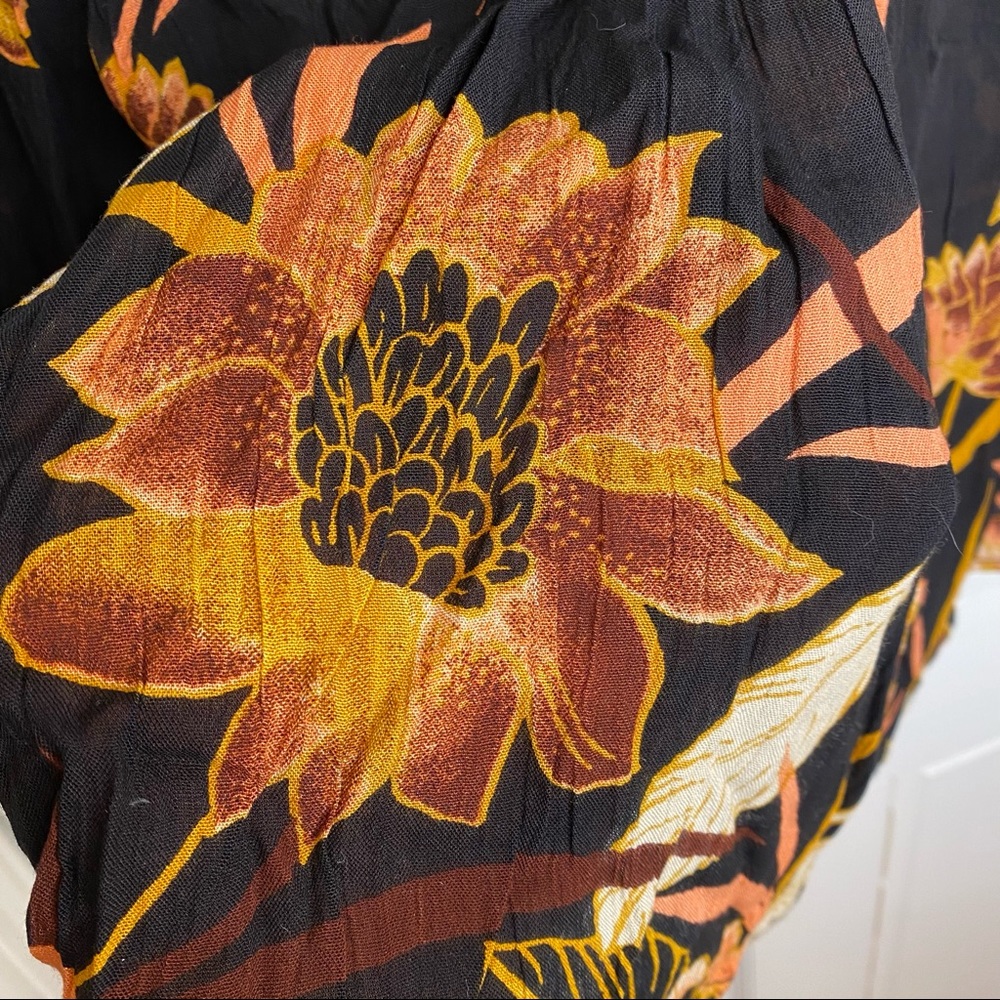 SOLD🖤Billabong Ella Bella Black & Orange Floral Fall Peasant Top Small New - Picture 8 of 16